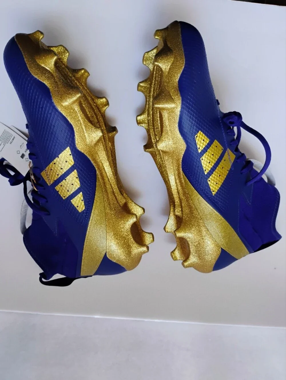 Brand New Adidas Blue and Gold Adizero Soccer Cleats Size 14